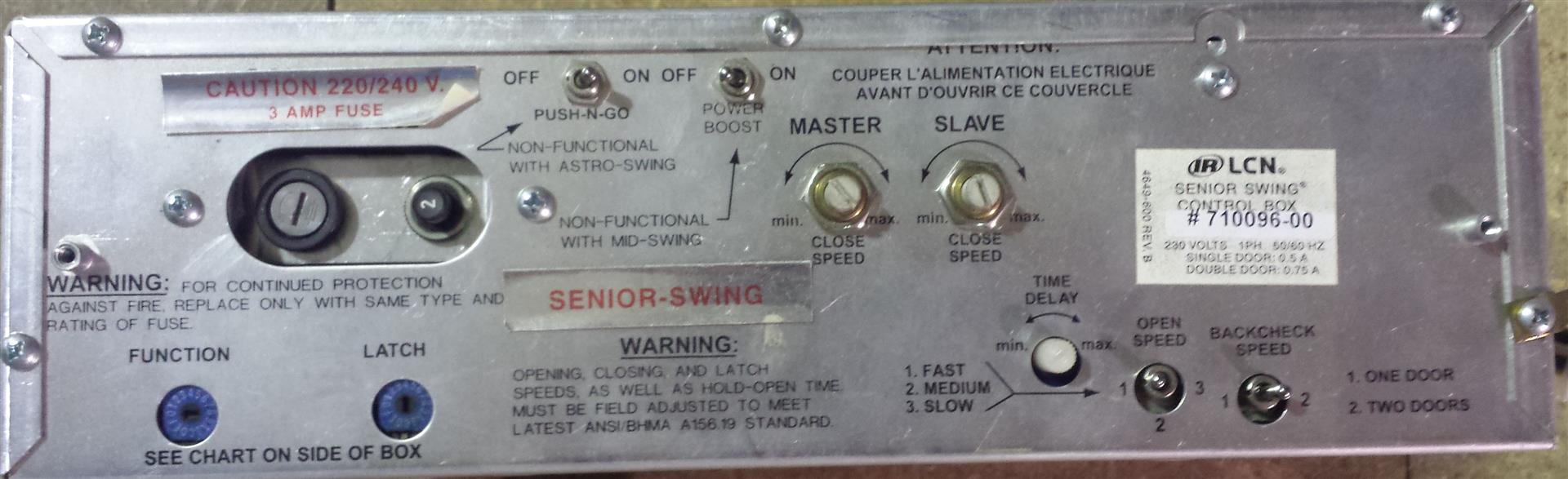 Senior Swing Control Box Instructions